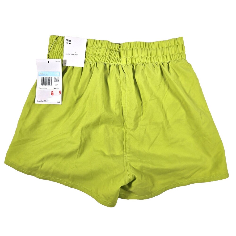 Nike One Big Kid Girls Medium High-Waist Woven Running Shorts in Lime Green New